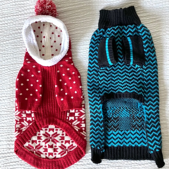 Blueberry Pet Christmas Tree Snowflake Sweater Coat Hoodie Dog Cat Pets Red Blue - Picture 1 of 10